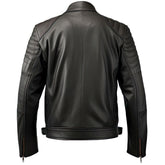 Herren-Lederjacke „Moto Café Racer“ aus echtem, gestepptem Schaffell, schwarz